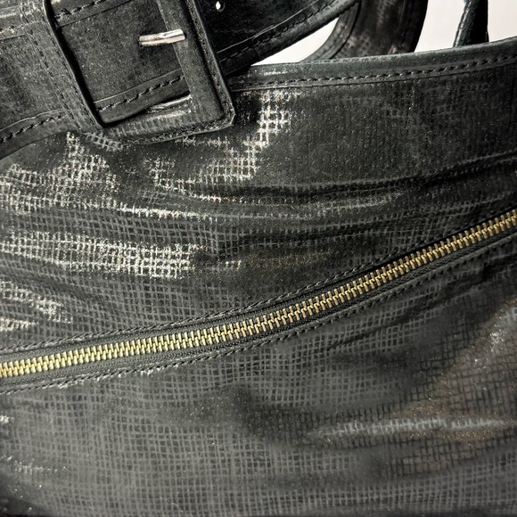 90’s Donald J Pliner Metalic Black Silver Check Idola Handbage Purse - Picture 4 of 5